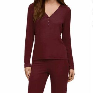 2 Pc V-Neck Long Sleeved Port Royale (Red) Ribbed Lounge Set